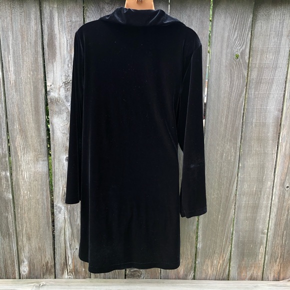 Oscar de la Renta Robe Black Velvet Ruffle Neck - Picture 5 of 7